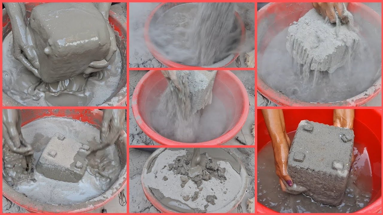 Masterpiece || Very Creamy|| Cement Big Blocks|| Dry And Water Crumbling And Dipping || Dust Pouring