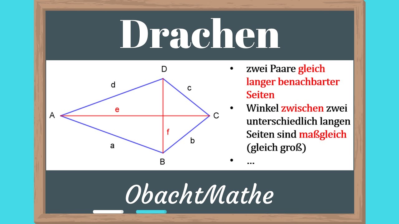 Drachen(viereck): Eigenschaften und Drachen zeichnen | ganz einfach erklärt | Geometrie |ObachtMathe