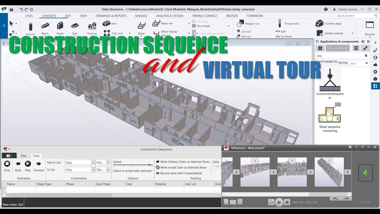 How to use Construction Sequencer and Virtual Tour?
