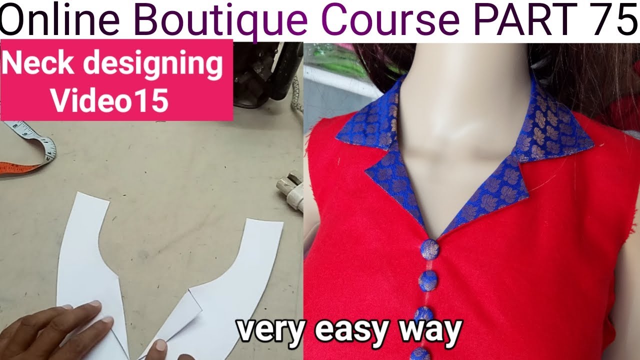 Ladies coat collar cutting and stitching For kurti and suit // Online Boutique Course PART 75