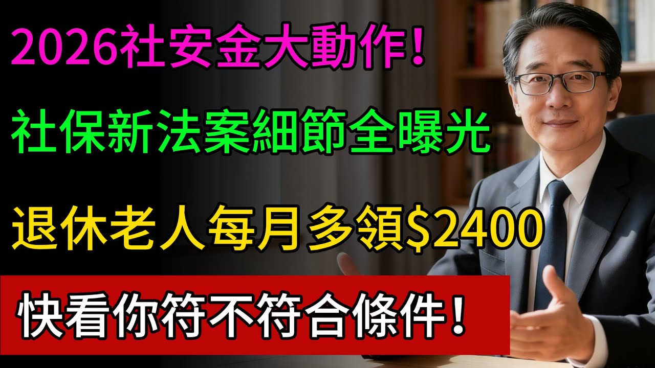 社安金大動作！社保新法案細節曝光，退休老人每人每月多領2400美元，每月多領200美元，快看你符不符合條件！#美國社安金 #美國退休 #生活成本調整 #健康隨行