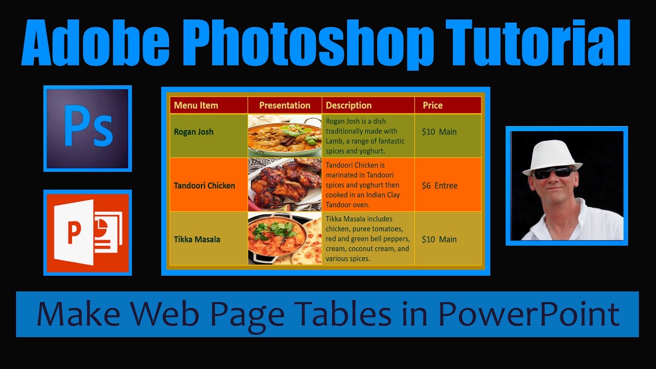 Make Web Page Tables Using MS PowerPoint MS PPT and Photoshop to Create Website Product Tables