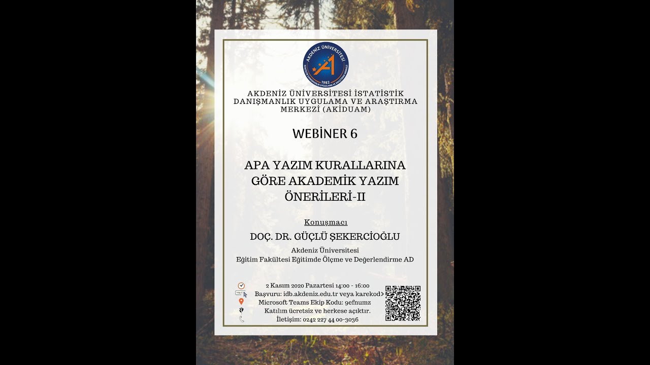 Sonuç, Tartışma ve Öneri | AKİDUAM Webiner 6 |APA YAZIM KURALLARINA GÖRE AKADEMİK YAZIM ÖNERİLERİ-II