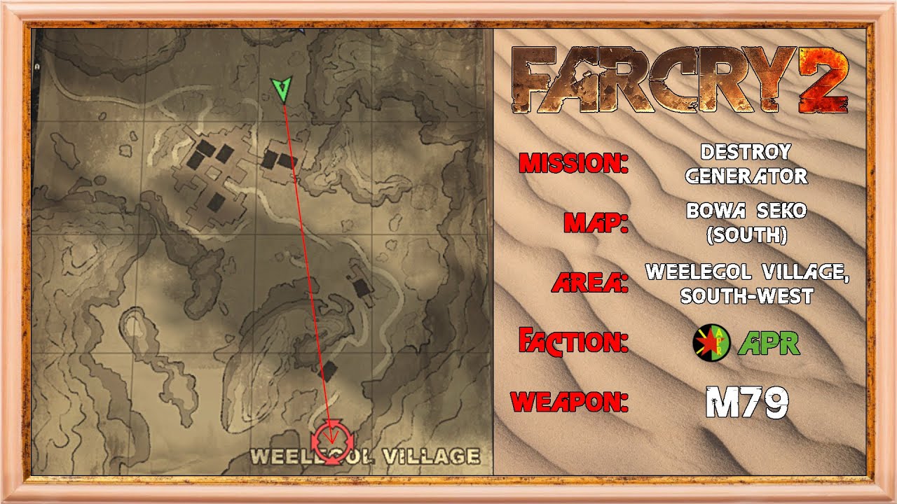 Far Cry 2 - Trickshot Tutorial - Southern Map, 3rd APR mission, Weelegol Village, M79