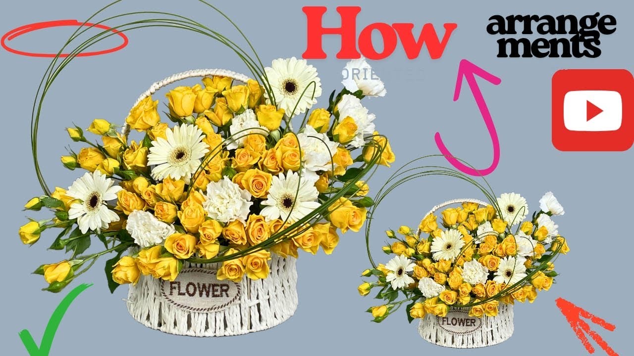 How To Flowers Arrangement Basket || Rose Arrangements New Idea ￼Tutorial  