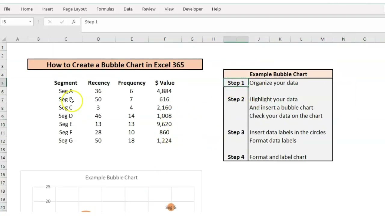 Как создать пузырьковую диаграмму в Excel 365
