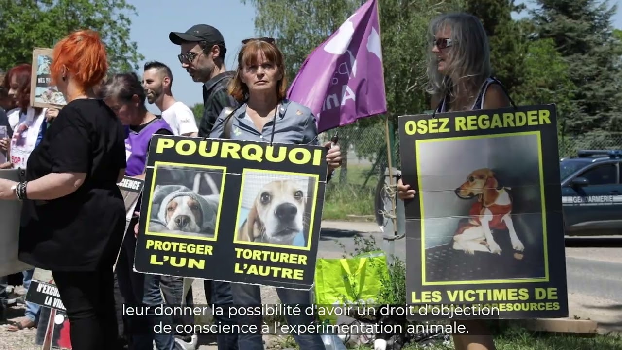 La FBB à la mobilisation contre les élevages de Beagles à Gannat