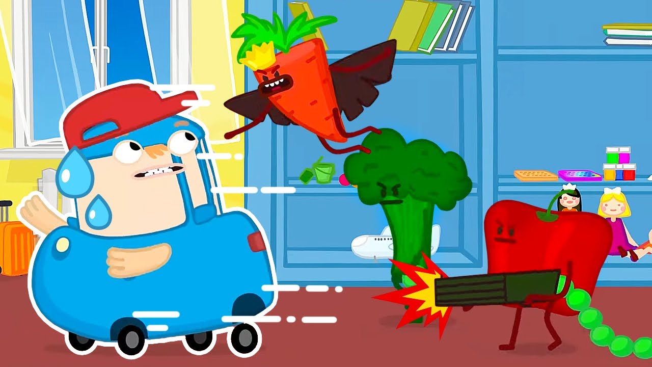 A New Game for Little Cars! Grandpa the Excavator Looks After the Children and Plays with Them