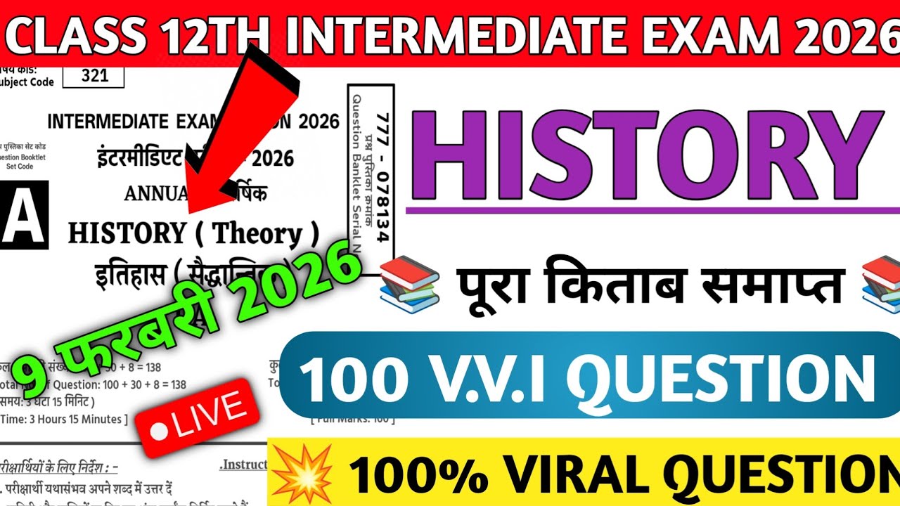 History Top Objective Question Class 12th 2026 || 12th इतिहास का Important Questions 2026 ||