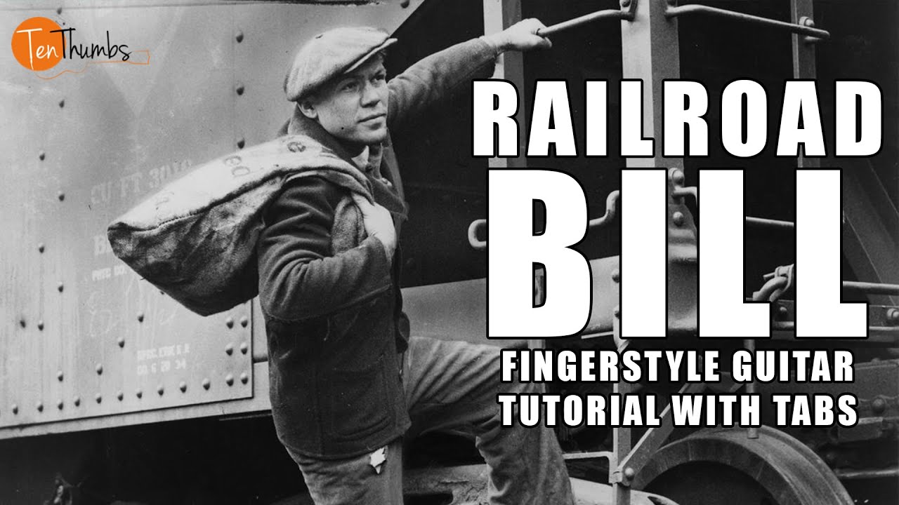 Railroad Bill - Easy Beginner Fingerstyle Guitar Tutorial with tabs
