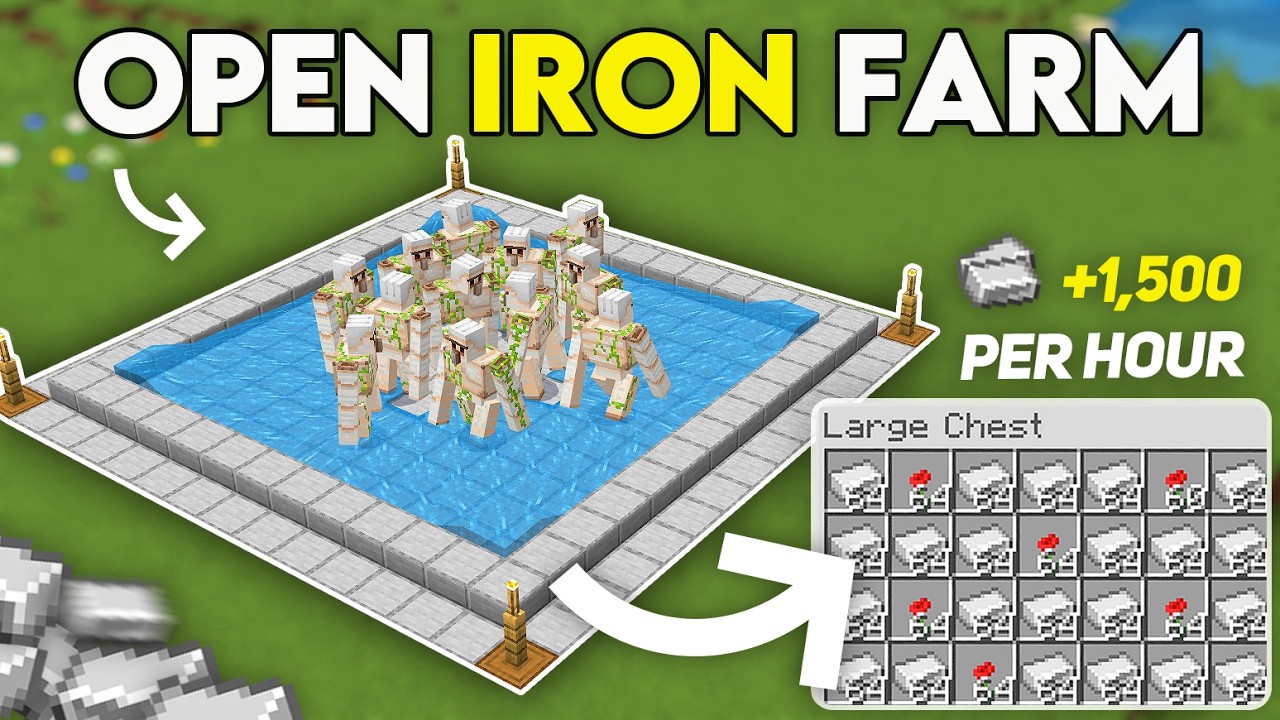 NEW OPEN IRON FARM in Minecraft Bedrock! (26.0+)