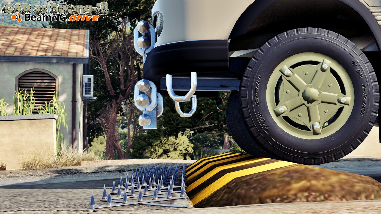 Cars Vs Spike Strip #11 -- BEAMNG DRIVE