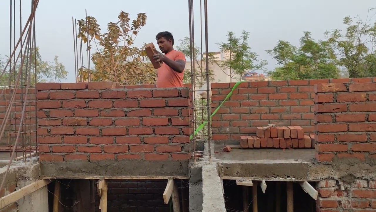 4 इंच दीवार में साहुल कैसे करे #brickwall #4inch ... 9 inch diwar banane ka tarika इट की चुनाई कैसे 