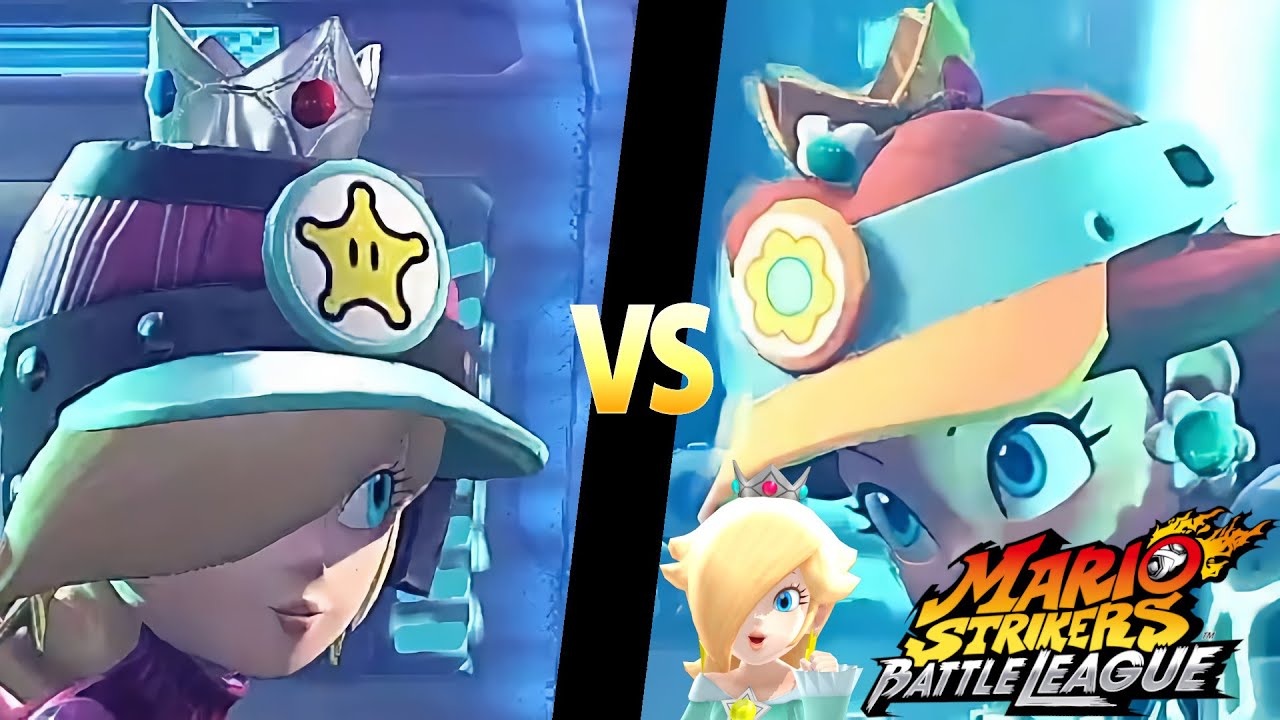 Mario Strikers Battle League Team Rosalina vs Team Daisy in Urban Rooftop