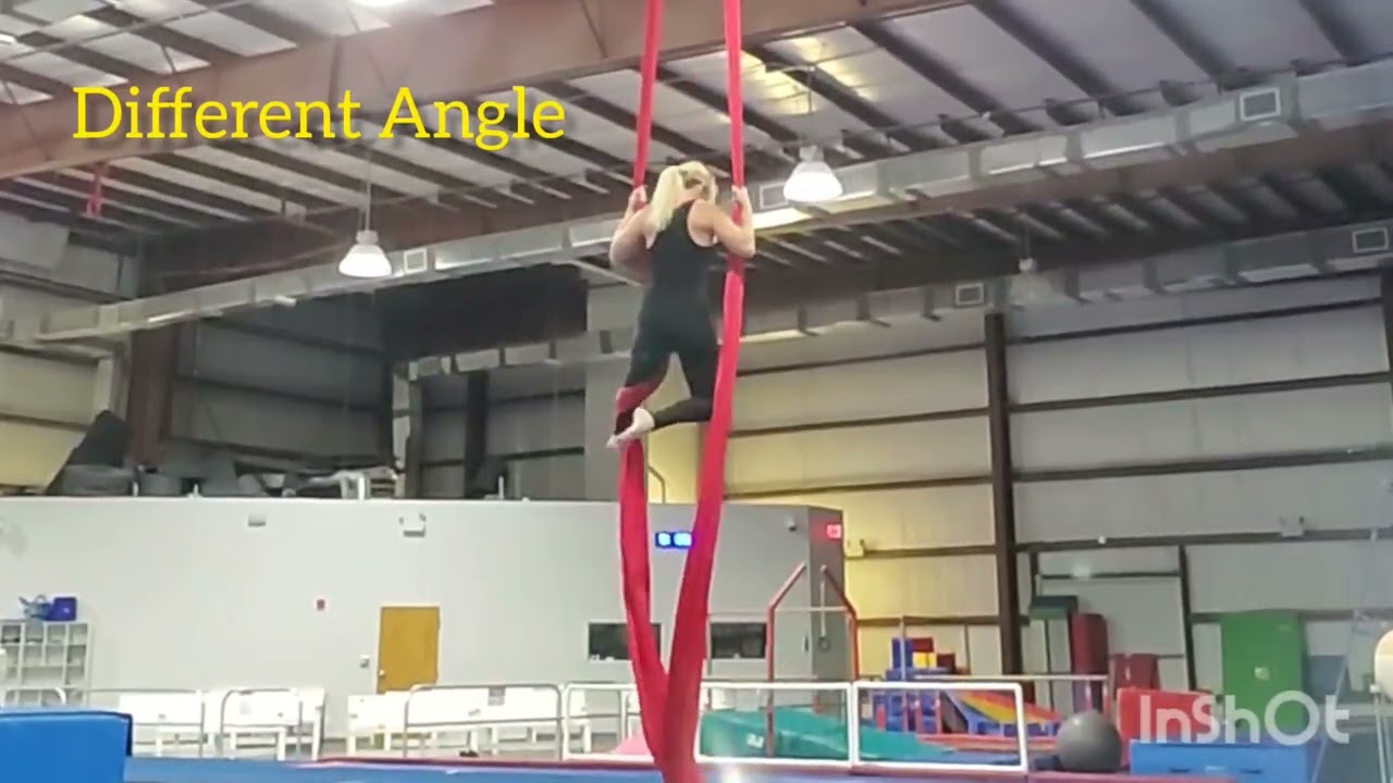 Flamingo Drop To Belay on Aerial Silks