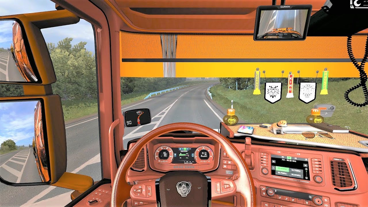 Euro Truck Simulator 2 (v1.35) - Scania Next Gen Tuning V8 Sound + Skin + Interior [Logging Trailer]