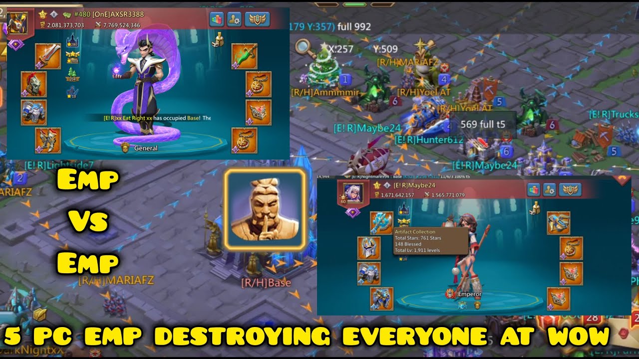 5 PC EXCLUSIVE EMPEROR🔥🔥 DESTROYING EVERYONE AT WOW - LORDS MOBILE WONDER WAR - INSANE WONDER WAR