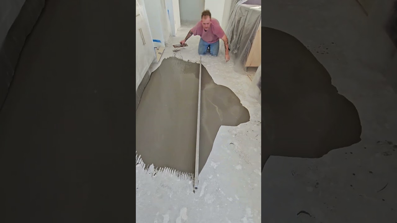Does it really self level? #woodflooring #diy #howto #floor #installation #wood #concrete #level