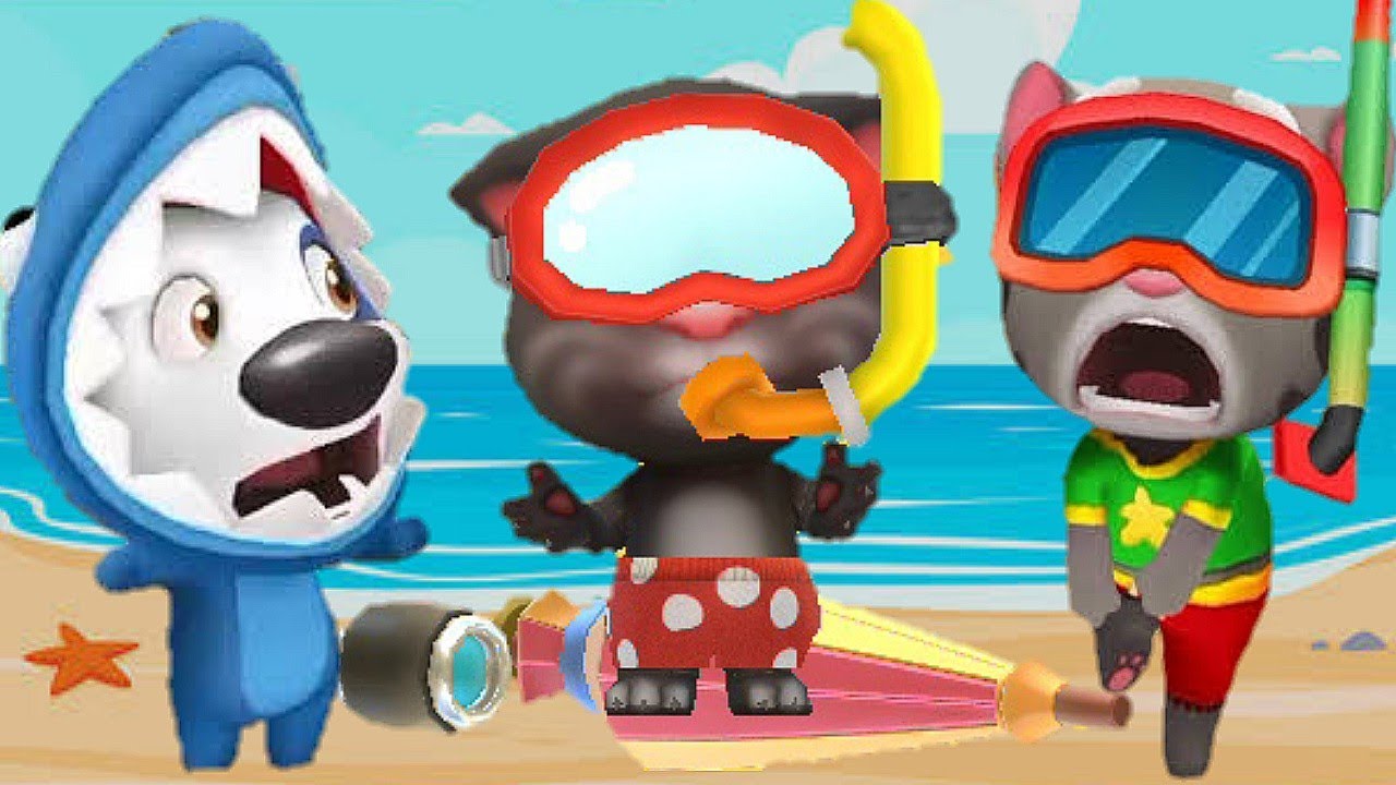 Talking Tom Gold Run vs Tom Cat Wild Party Shark Hank vs Splash Tom Gameplay