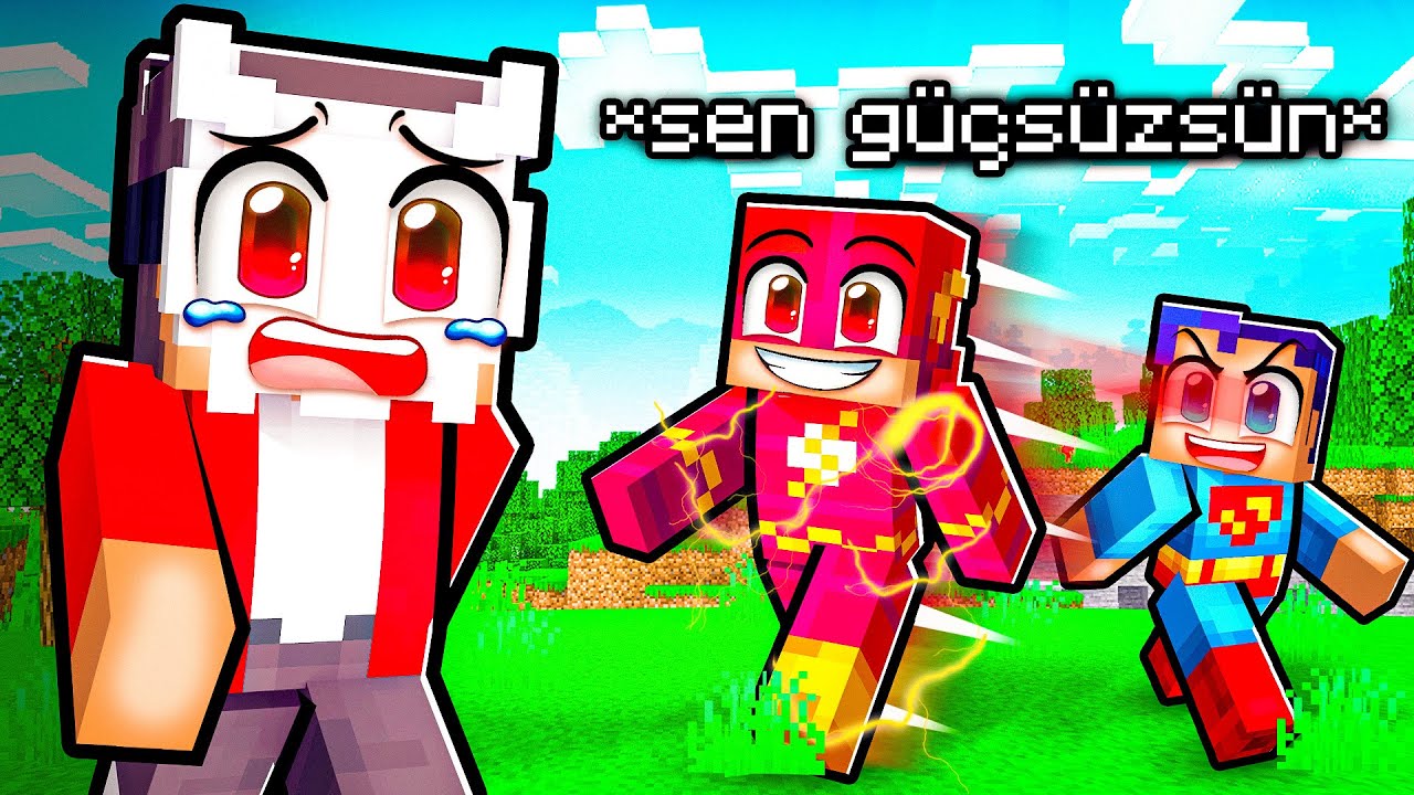 Sadece SÜPER Kahramanların Olduğu Medeniyette GÜÇSÜZ Biri Olarak Yaşamak 🦸 | Minecraft