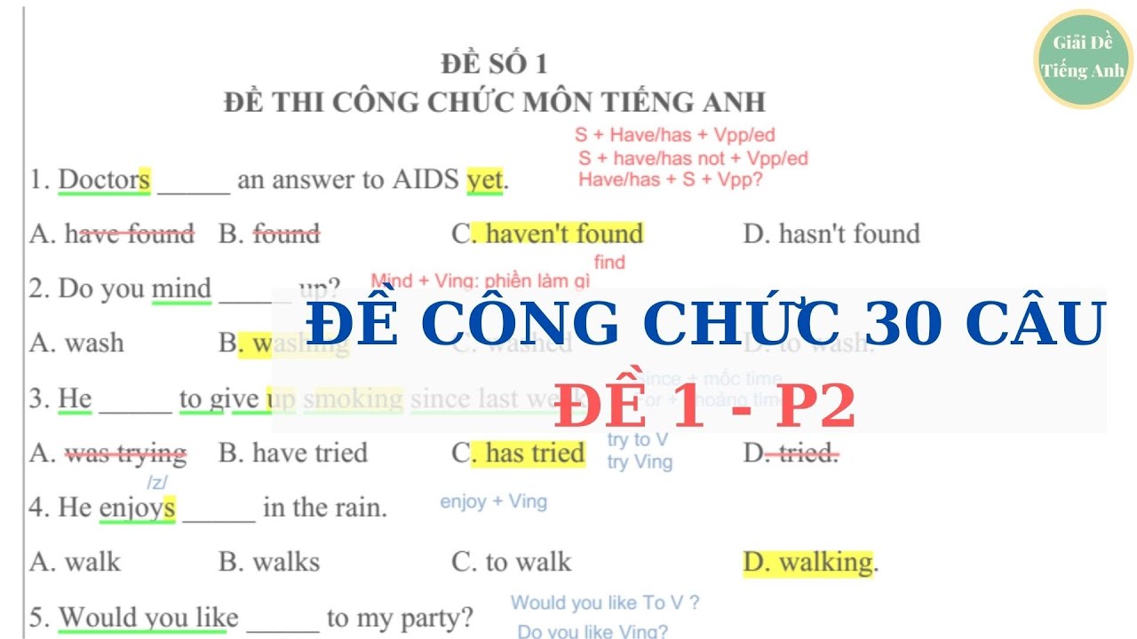 [29] - GIẢI ĐỀ CÔNG CHỨC VIÊN CHỨC - ĐỀ 1 (30 câu trắc nghiệm)