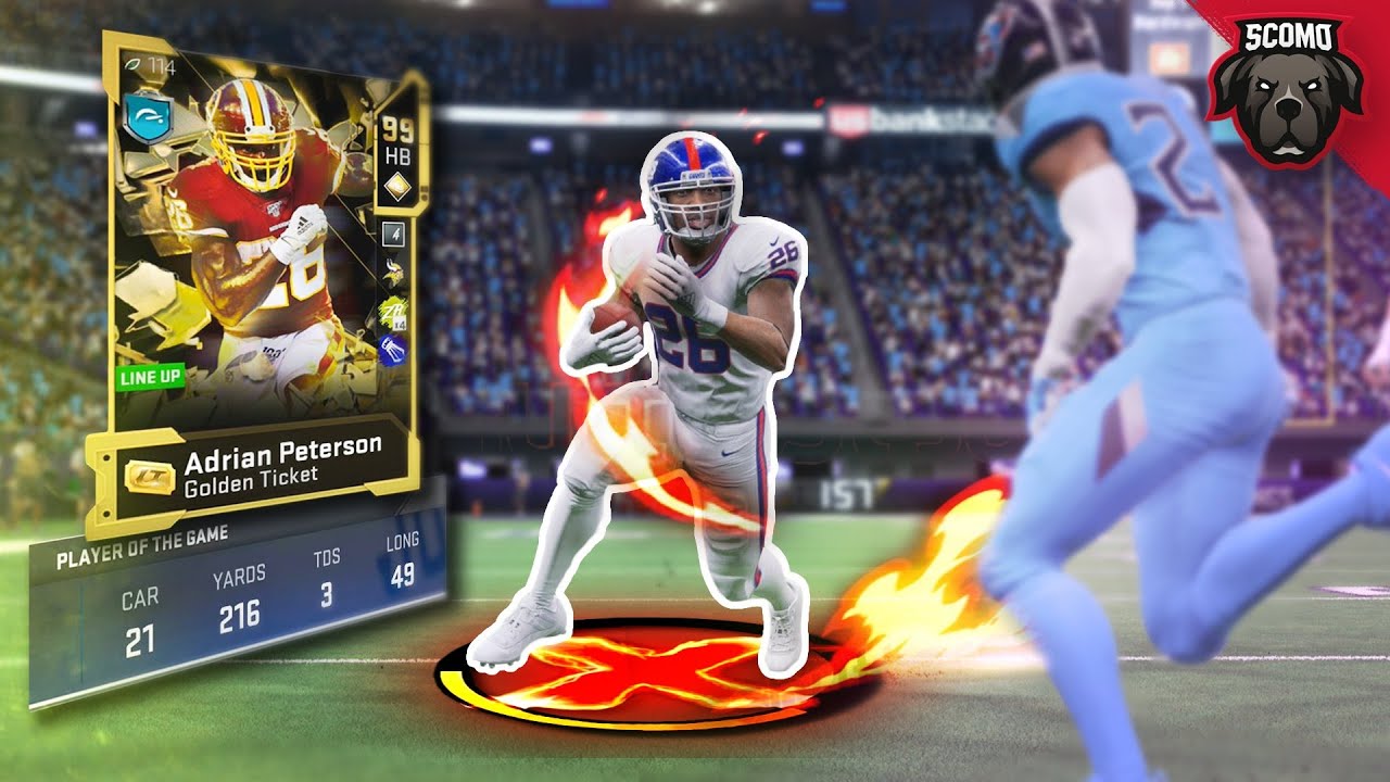 HES UNSTOPPABLE! GOLDEN TICKET ADRIAN PETERSON GAMEPLAY! [MADDEN 20 ULTIMATE TEAM]