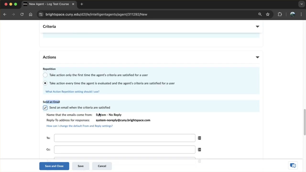 How to use Brightspace Intelligent Agents