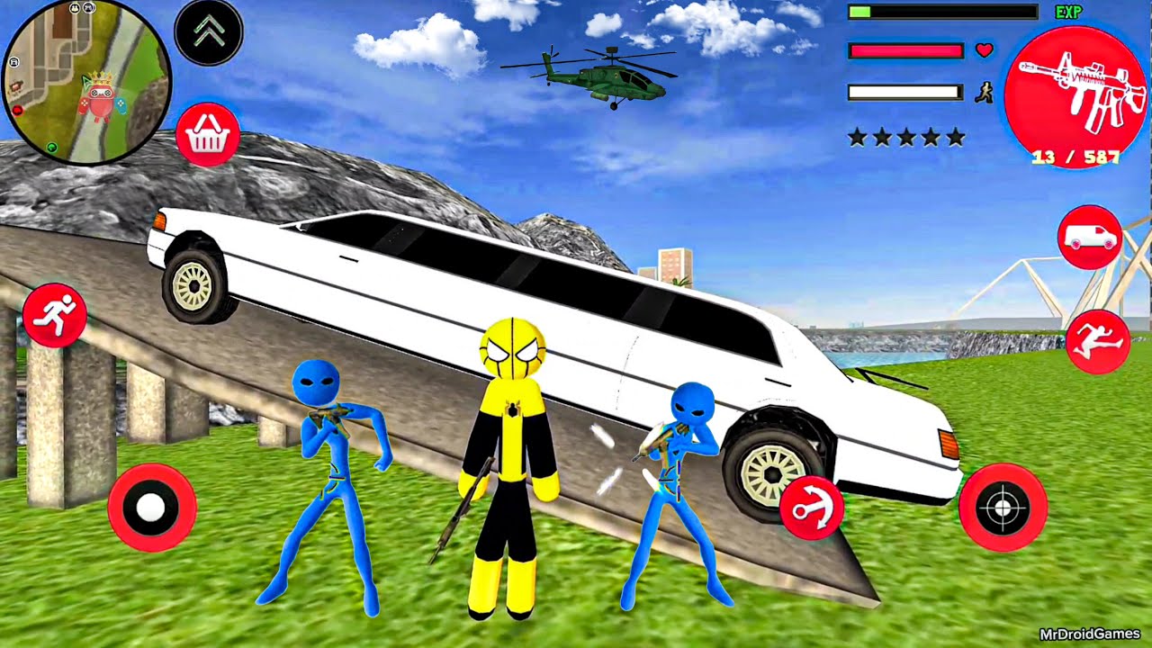 Mafia Spider-Stickman Rope Hero #3 - Fun at NY City Limo Car - Android Gameplay