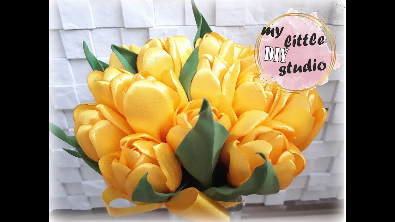 Tulipany ze wstążki/Bouquet of tulips/DIY