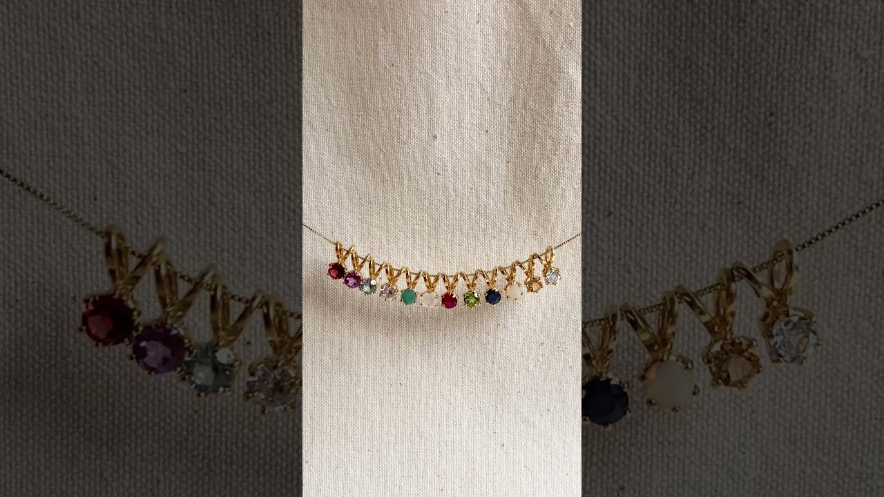 Gold Vintage Birthstone Necklace Collection ✨ 12 Month Gemstone Pendants |  #adinastone