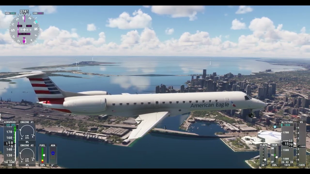 Landing at Miami International Airport, Miami, Florida.
