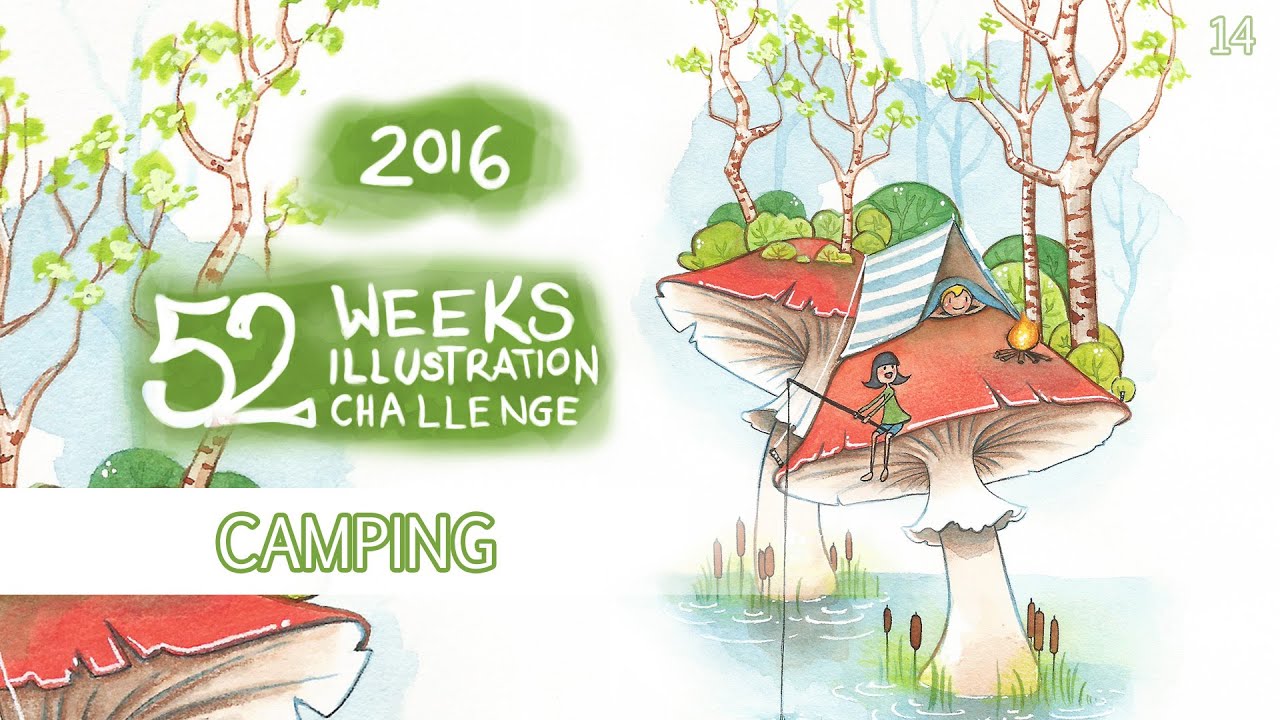 Camping - Watercolor Speedpaint Illustration (52 Weeks Illustration Challenge - week14)