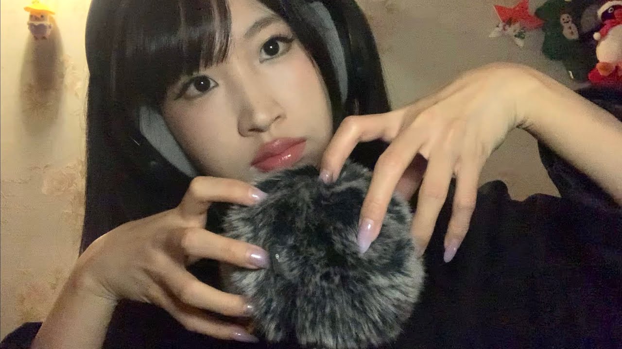 ASMR 1hr tender fluffy Mic Scratching w long nails