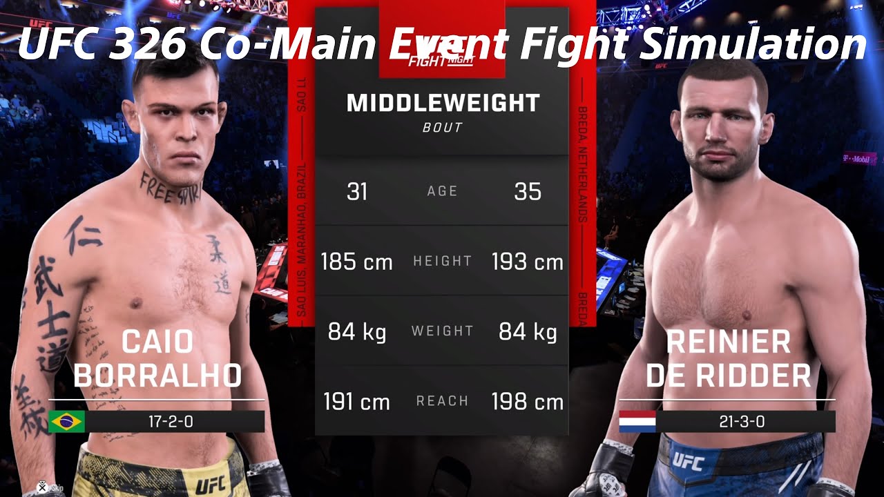 UFC 326  Co-Main Event Caio Borralho vs Reinier de Ridder Fight Simulation
