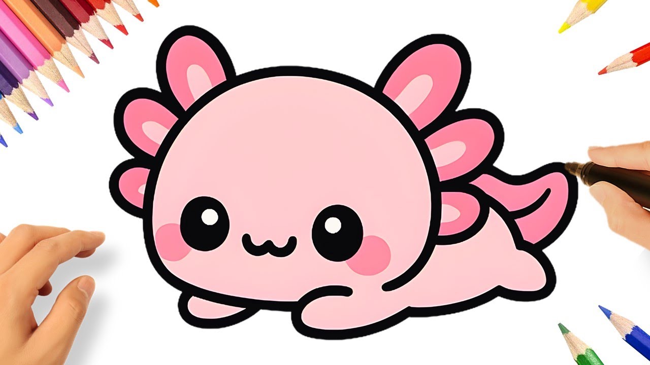 CÓMO DIBUJAR UN AJOLOTE BEBÉ KAWAII FÁCIL 💗