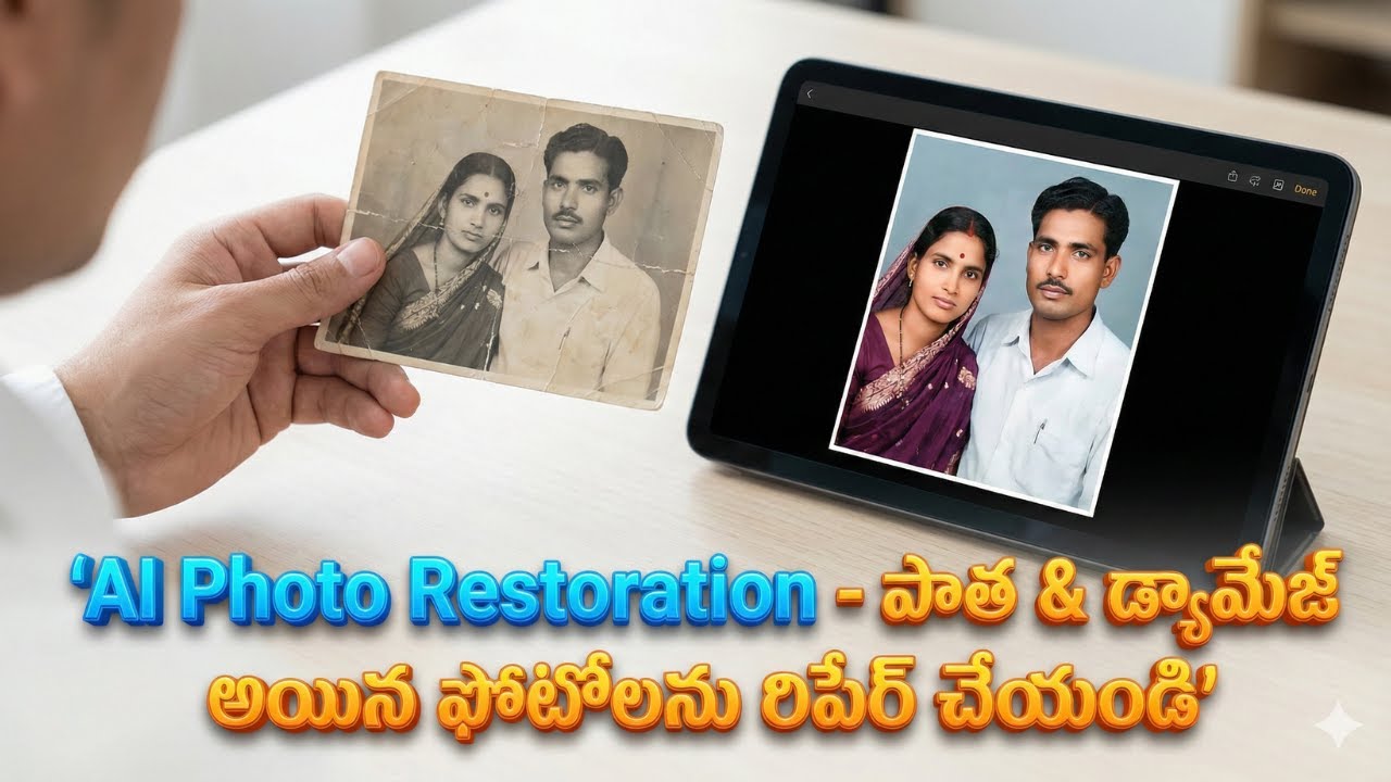AI Video - Repair Old & Damaged Photos using with AI in Telugu | AI Photo Restoration