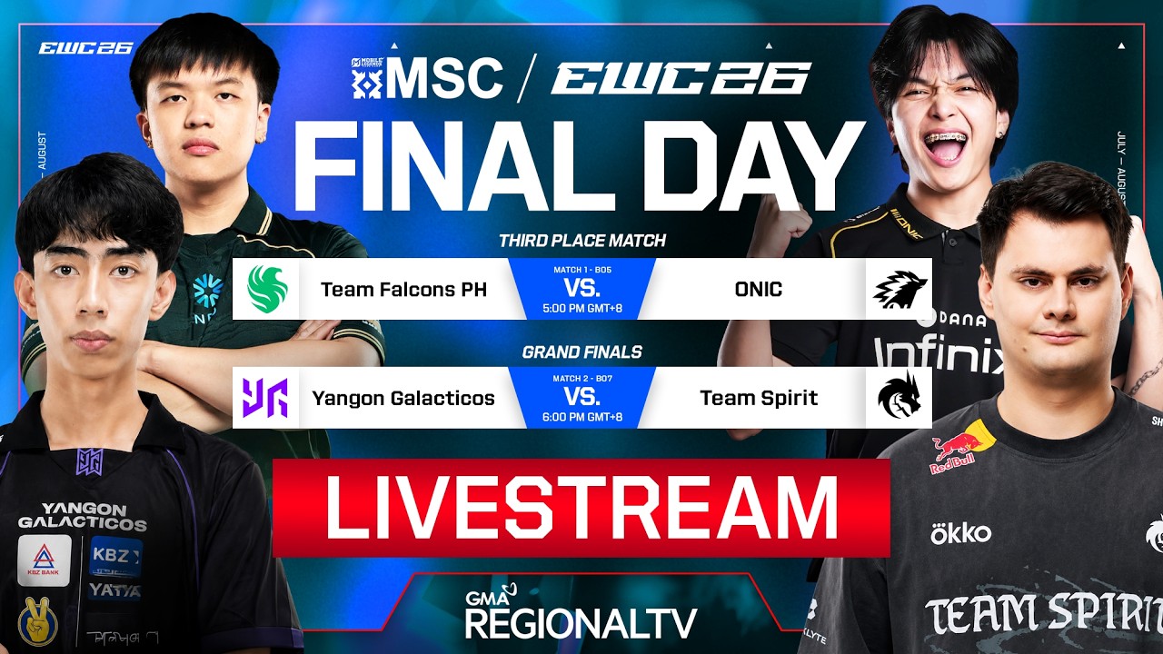 MLBB MSC AT EWC 2026: YANGON GALACTICOS VS TEAM SPIRIT | LIVE | GRAND FINALS | AUGUST 1, 2026