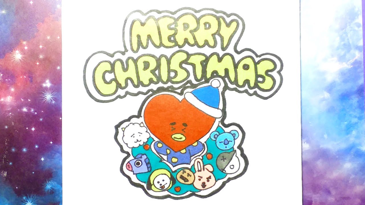 HOW TO DRAW CHRISTMAS BT21, CUTE AND EASY