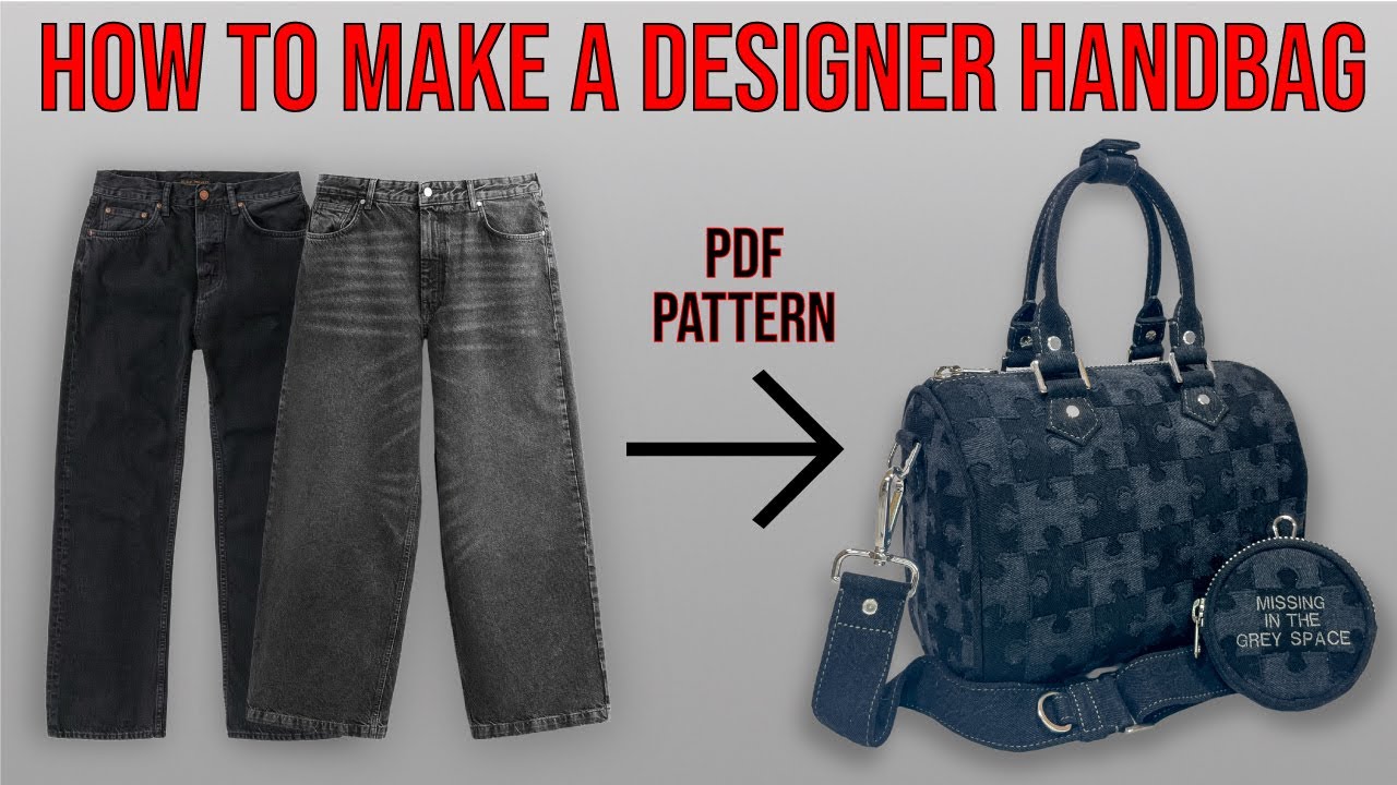 How to Make a Mini Duffle Handbag | BF010, Step-By-Step Tutorial using Thrifted Jeans (PDF Pattern)