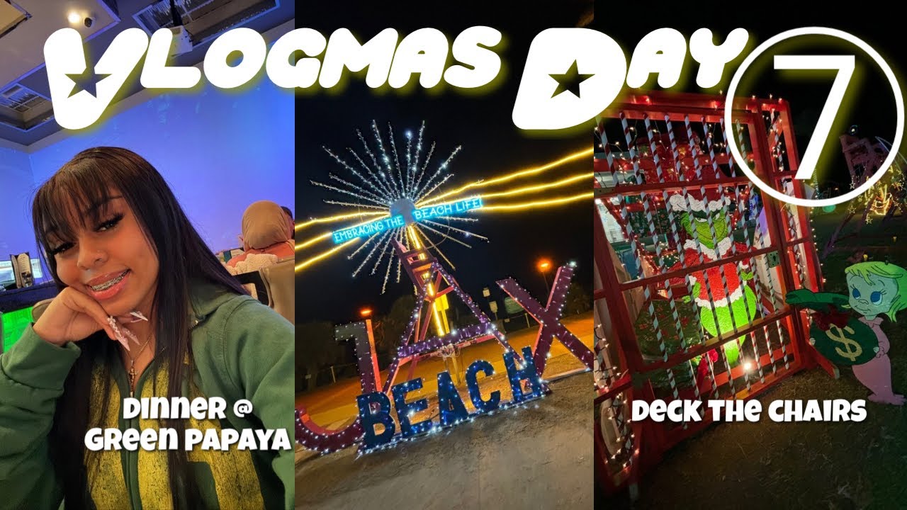Vlogmas День 7 ❤️ | Ужин в Green Papaya + украшение шезлонгов на пляже в Джексонвилле! 🎄🏝️ (ОБЯЗА...