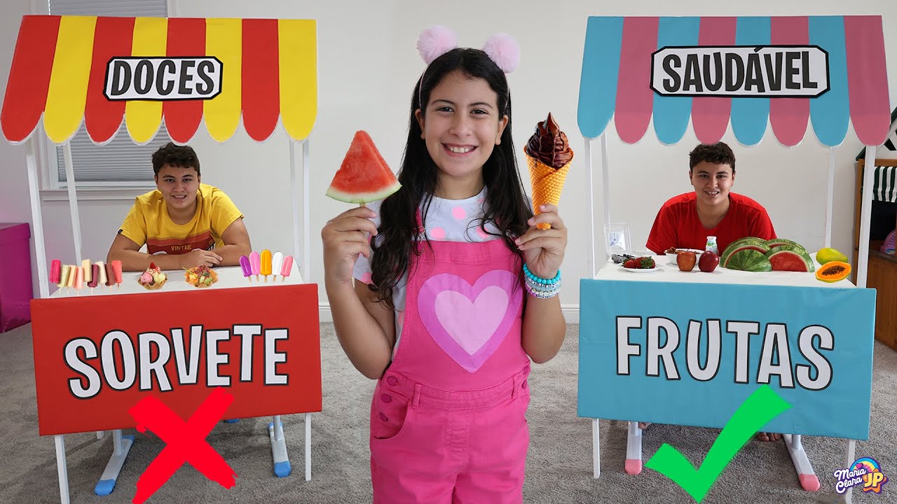 Maria Clara troca sorvetes por frutas saudáveis - Melhores vídeos Maria Clara e JP