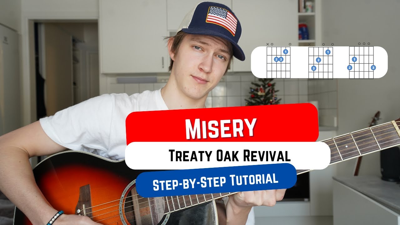 How To Play MISERY by Treaty Oak Revival / Muscadine Bloodline! Beginner Guitar Tutorial