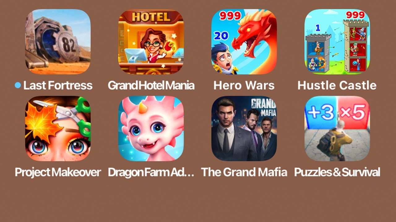 Last Fortress Underground + Grand Hotel Mania + Hero Wars + Hustle Castle + Project Makeover + Th...