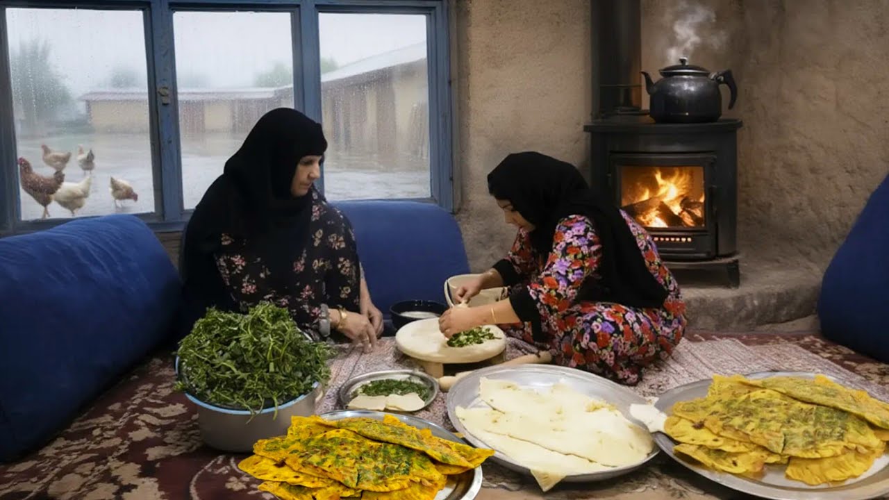 Village life in western Iran | and Daughter Baking Kalaneh bread | ILAM 