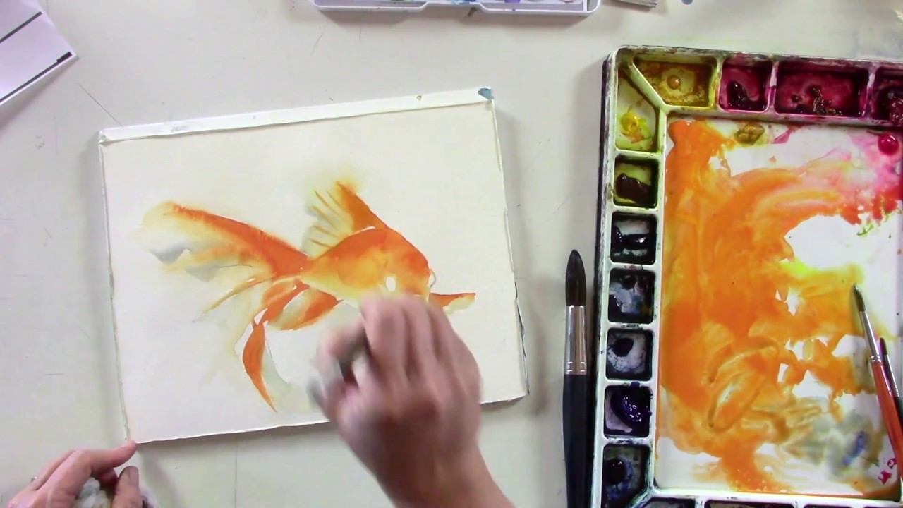 Акварель для детей – Золотая рыбка (Birgit O'Connor Watercolors)