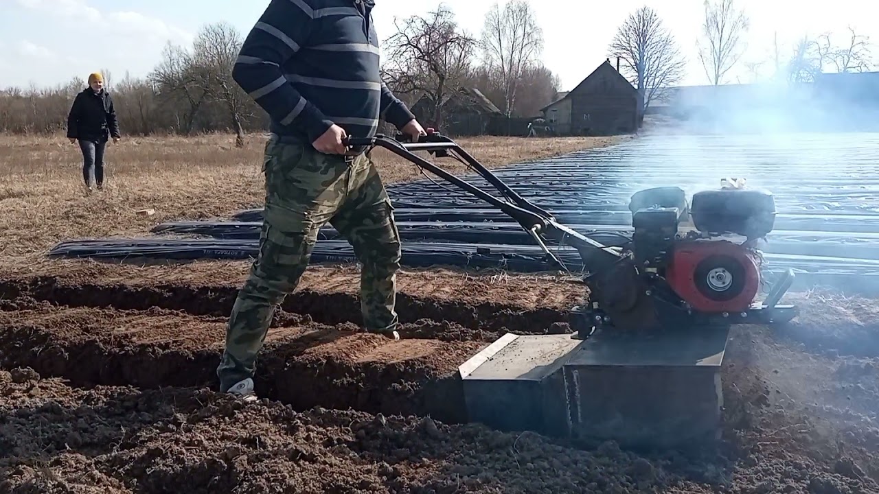 Испытания грядообразователя. Чистим землянику садовую (клубнику). Обрезка малины.Мотоблок сломался.