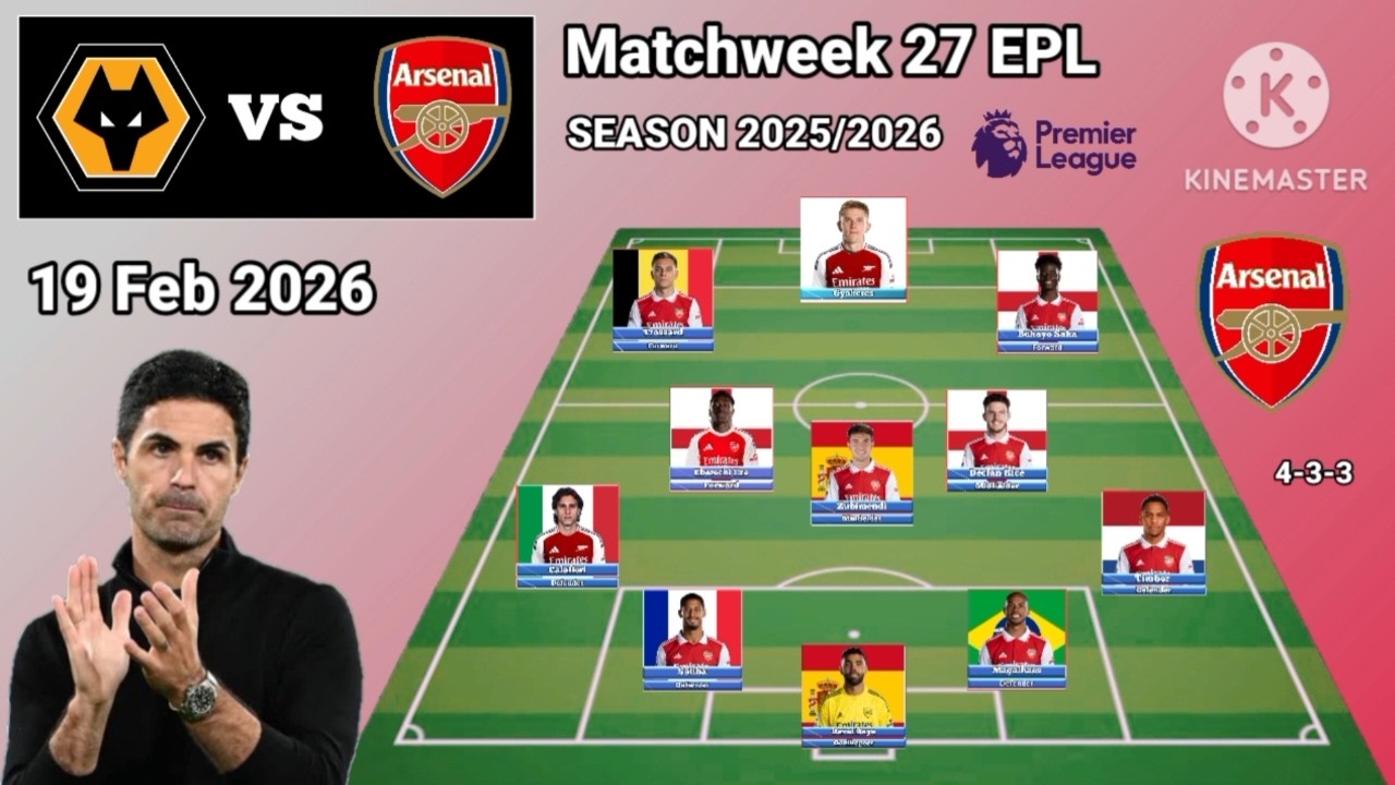Wolves vs Arsenal ~ Potential Line Up Arsenal Matchweek 27 EPL Season 2025/2026