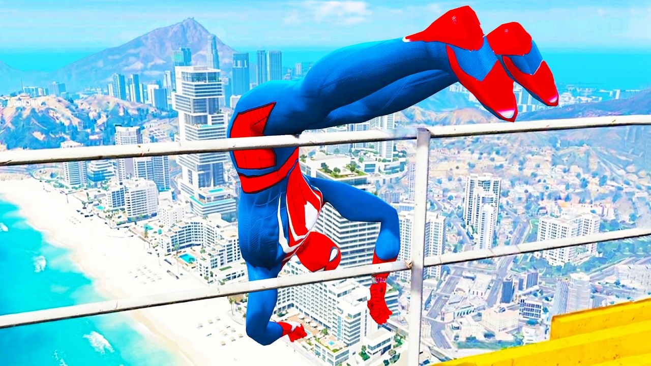 SPIDERMAN CRAZY JUMPS/FALLS (GTA 5 Spider-Man Fails) #84