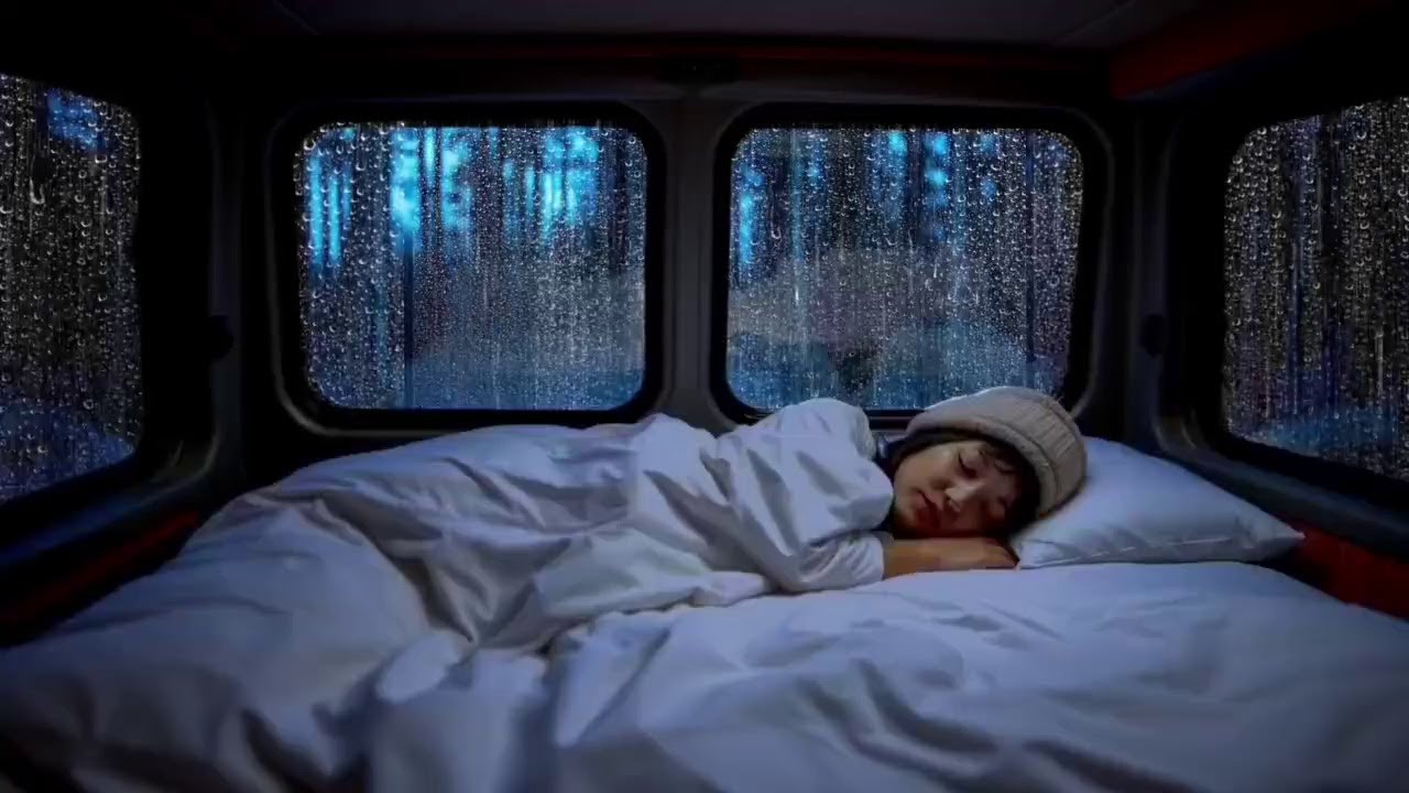 Cozy Car Rain & Thunder ⚡ Insomnia Therapy, Deep Sleep Relaxation, Calming White Noise Sound ZZ