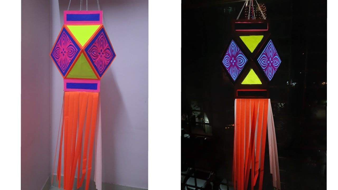 How to make cardboard lantern // Traditional lantern // Akash kandil